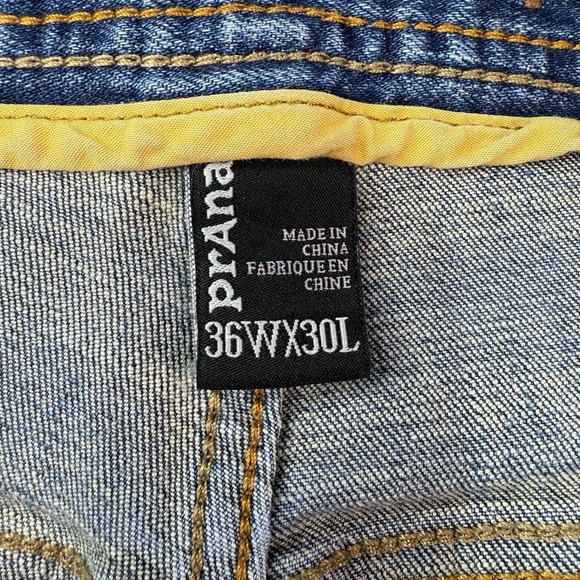 PrAna Men's Denim‎ Blue Jeans BREATHE Size 36x30 Straight Leg Slim Fit - Picture 4 of 15